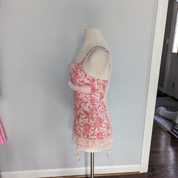 Rare Victoria's Secret Fairy Gardens Bustier Top Size 36C Pink Ruffle - Picture 6 of 9